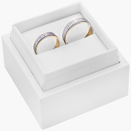 Obrączki ślubne: dwukolorowe złoto, płaskie, 5 mm